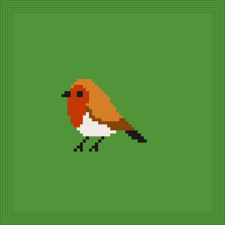 Drone bird · Rust body, Smoke wings, Void eyes