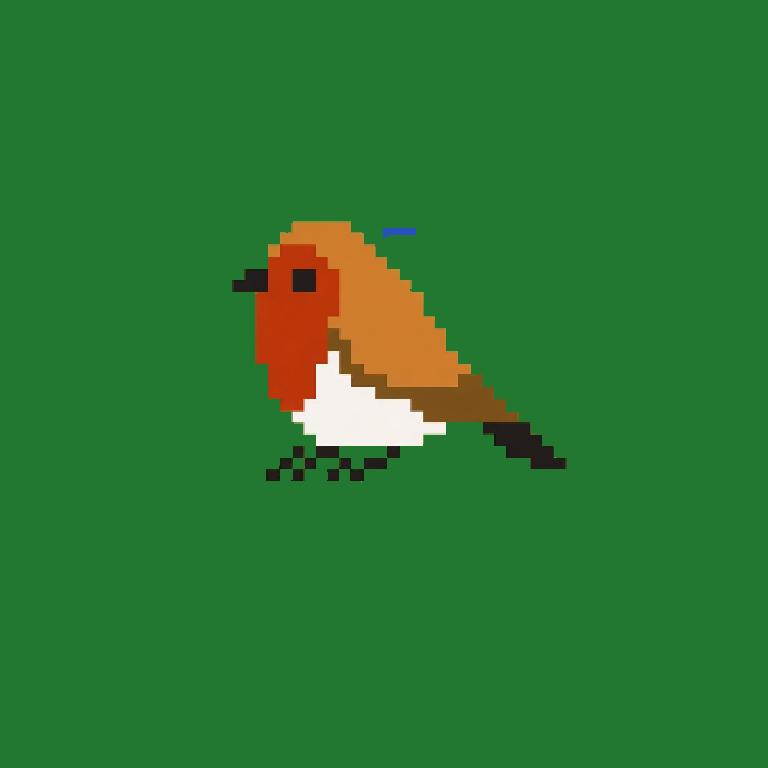 Forager bird · Rust body, Void wings, Ember eyes