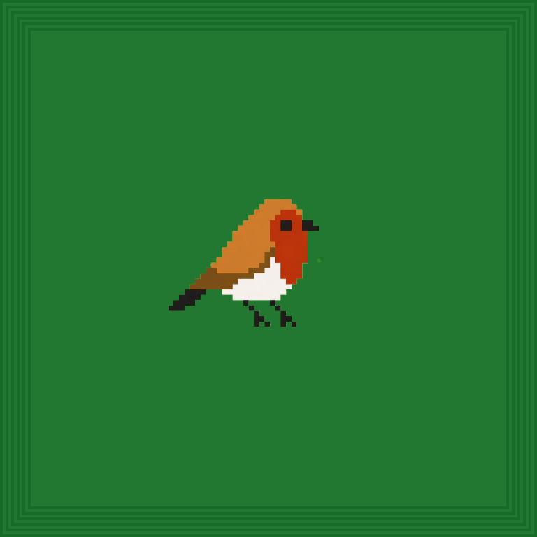 Forager bird · Verdigris body, Amber wings, Acid eyes