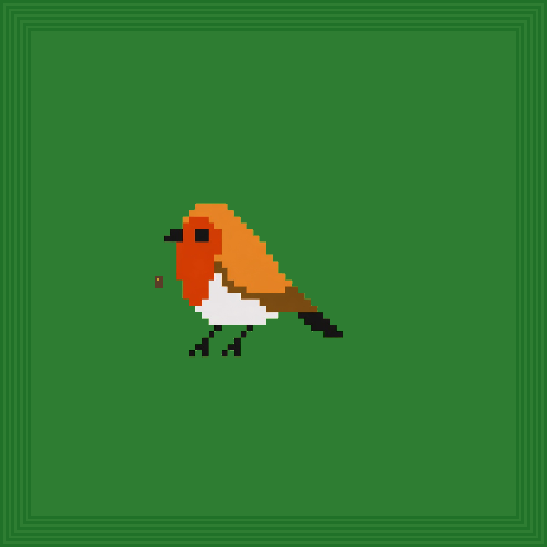Forager bird · Rust body, Toxic wings, Rose eyes