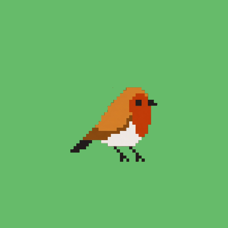 Forager bird · Indigo body, Ember wings, Amber eyes
